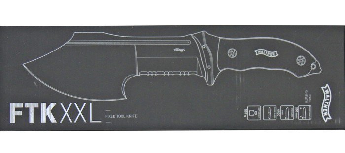 Walther, Outdoormesser, partieller Wellenschliff, G10/Walnussholz Griff, Scheide